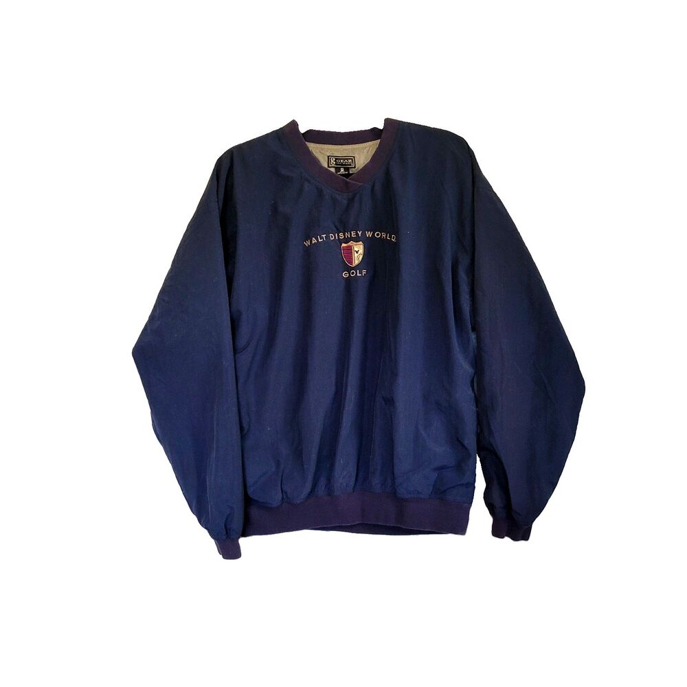 VTG Walt Disney World Golf Pullover Men Navy Blue M Nylon Windbreaker Pockets